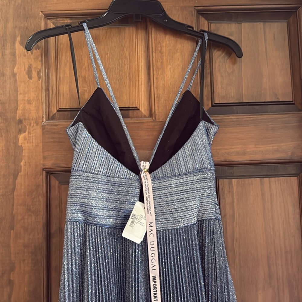 Mac DUGGAL Pleated Empire-Waist Long A-Line Dress 30725 Blue/Silver - Picture 9 of 14